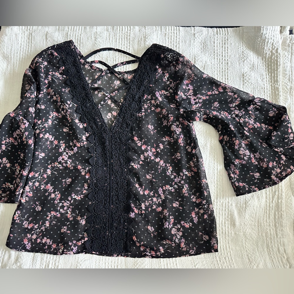 Floral Black and Pink Women's Top